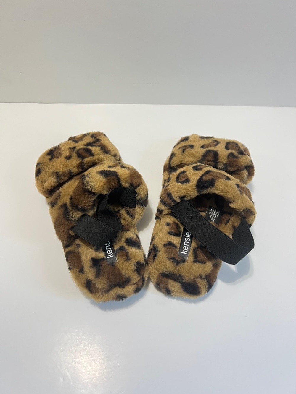 Kensie Leopard Print Plush Faux-Fur Slide Slipper Sandals Size 8 Boho Chic - Picture 4 of 8
